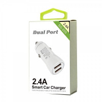 18W DUAL PORT CAR CHARGER ADAPTER (WHITE)
